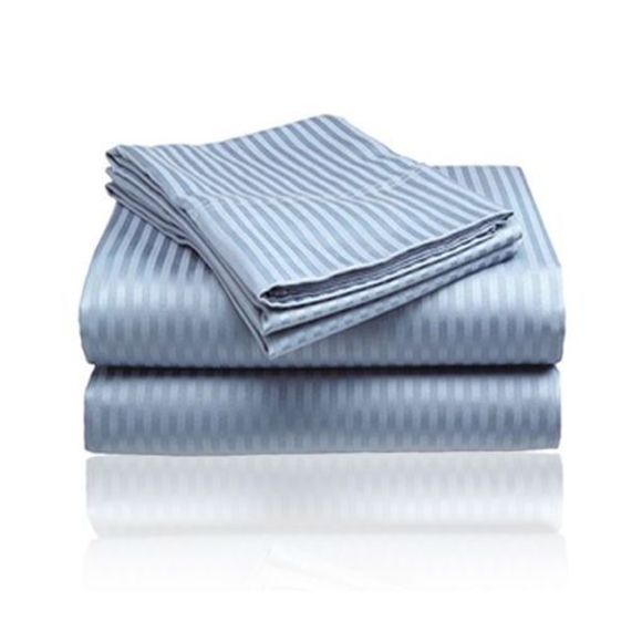 Embossed Striped Bed Sheet Collection (4-Piece), Light Blue, King - Picture 4 of 4